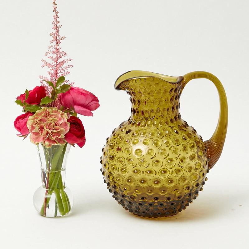 Olive Green Hobnail Jug Glassware