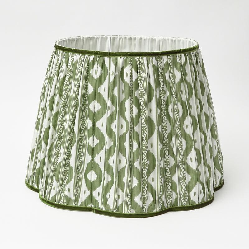 Olive Green Ikat Scalloped Lampshade (40Cm) Lampshades