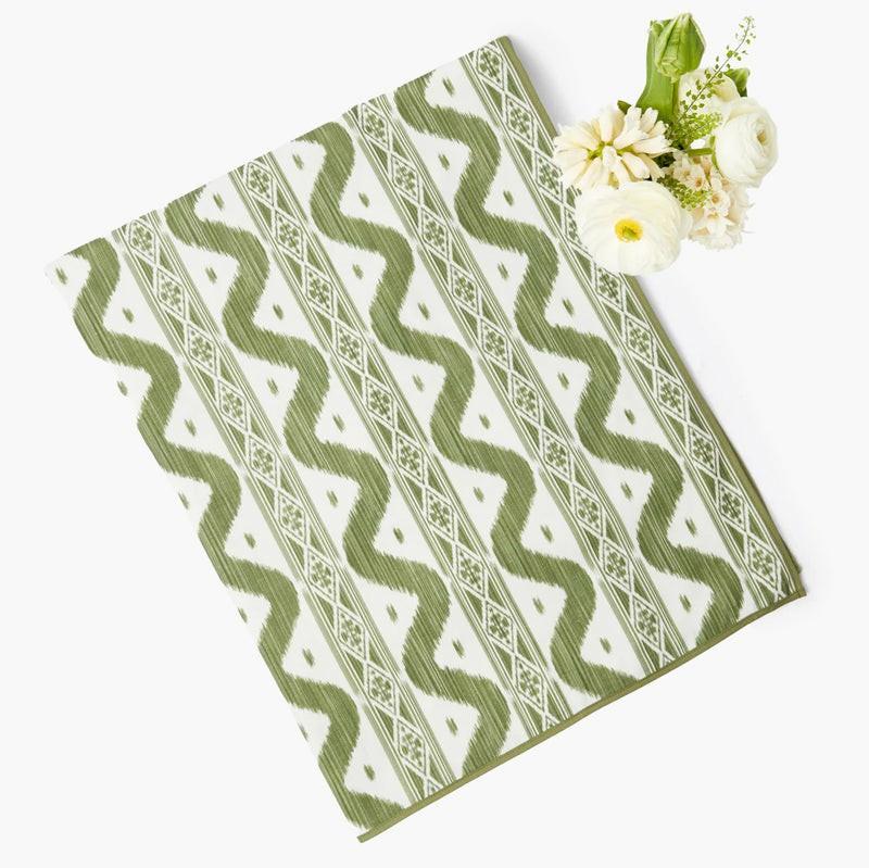 Olive Green Ikat Tablecloth Table Linen