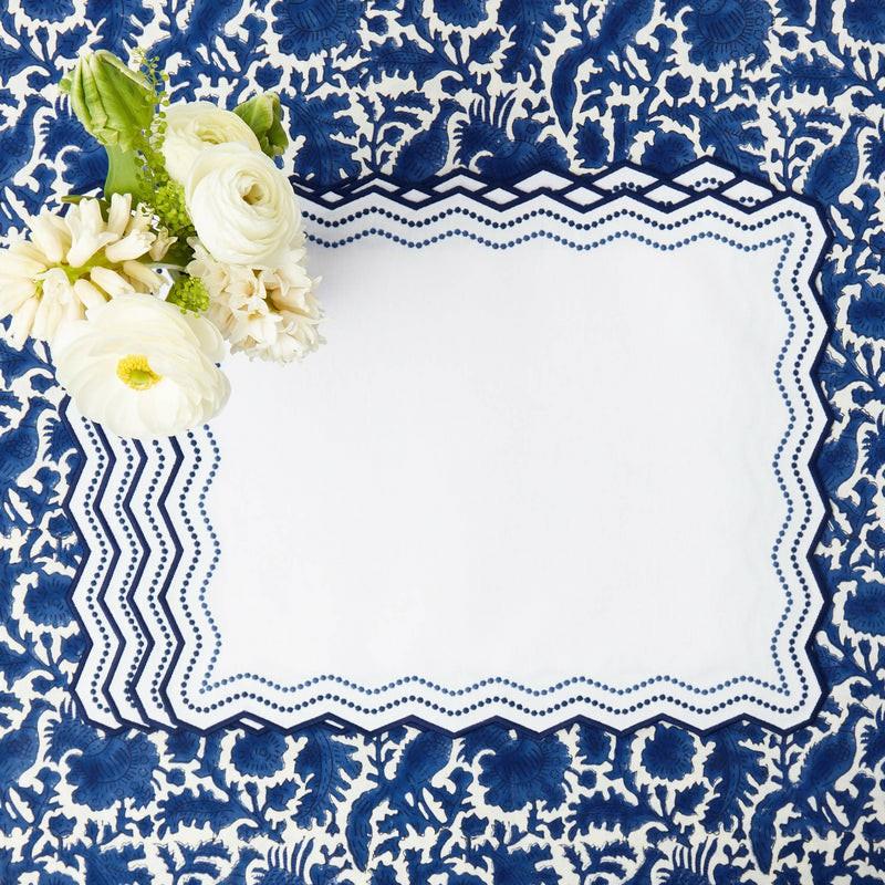 Olympia Blue Embroidered Placemats (Set Of 4) Placemats