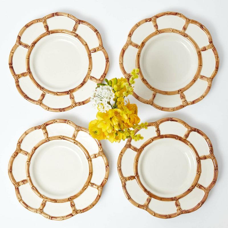 Petal Bamboo Ceramic Dinner Plate (Set Of 4) Crockery