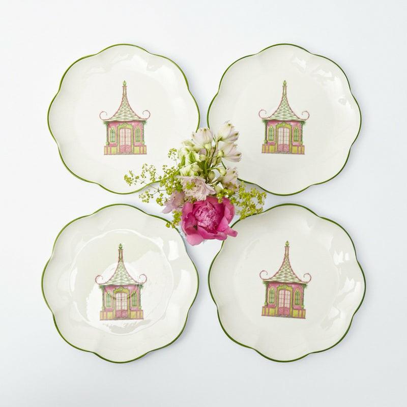 Pink & Green Pagoda Starter Plate (Set Of 4) Crockery