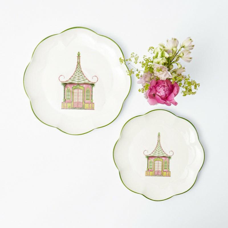 Pink & Green Pagoda Starter Plate Crockery