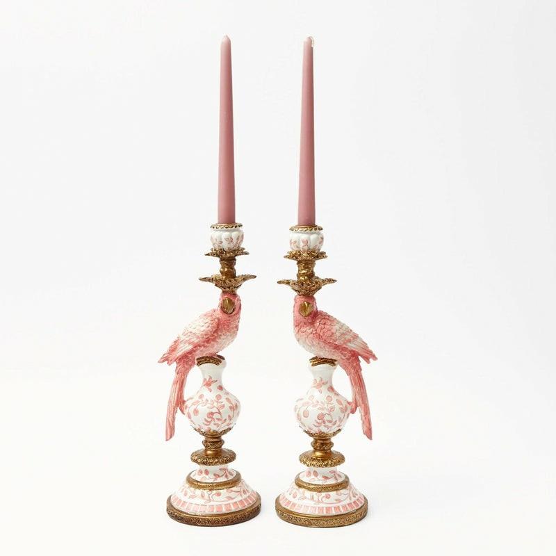 Pink Parrot Candle Holder (Pair) Candle Holders