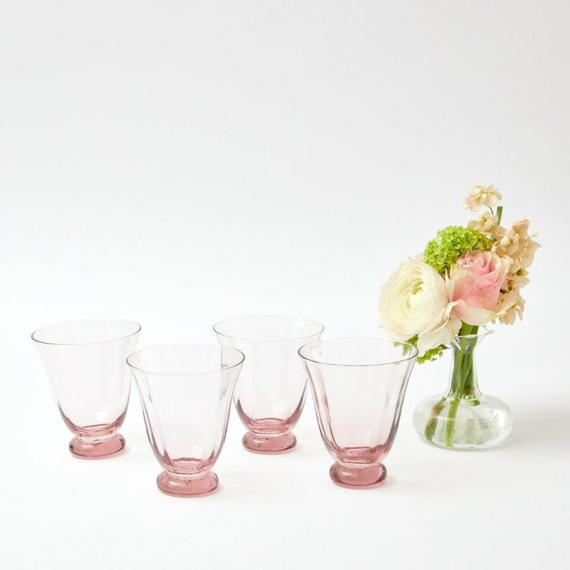 Pink Tulip Water Glasses (Set Of 4) Glasses