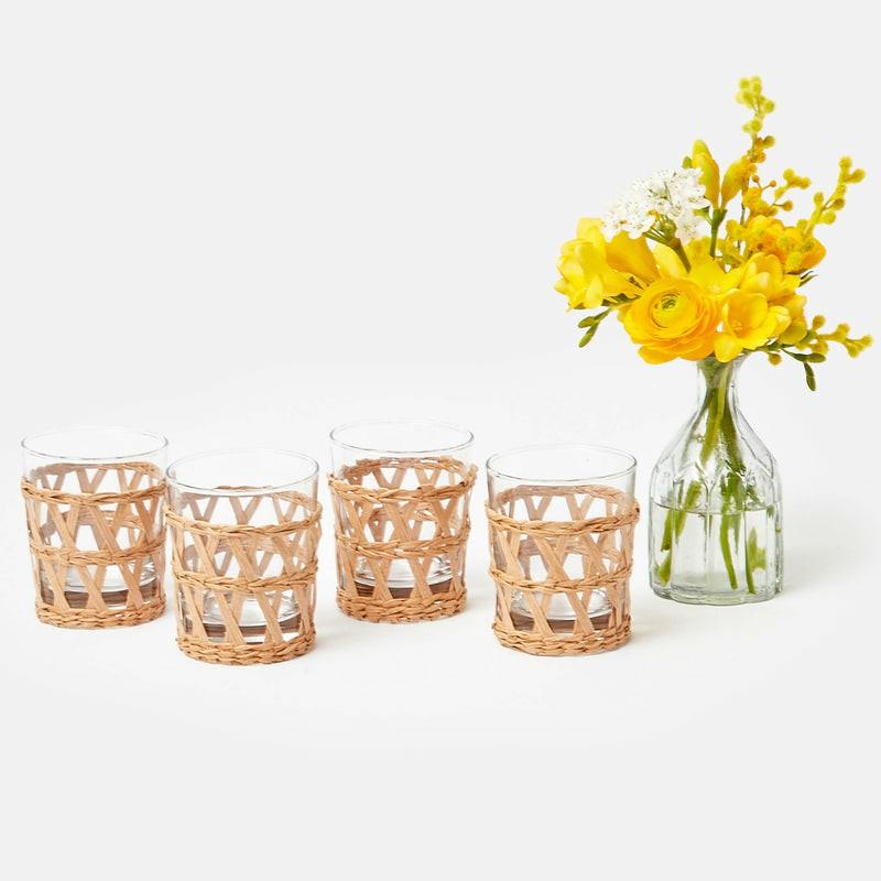 Raffia Water Glasses (Set Of 4) Glassware