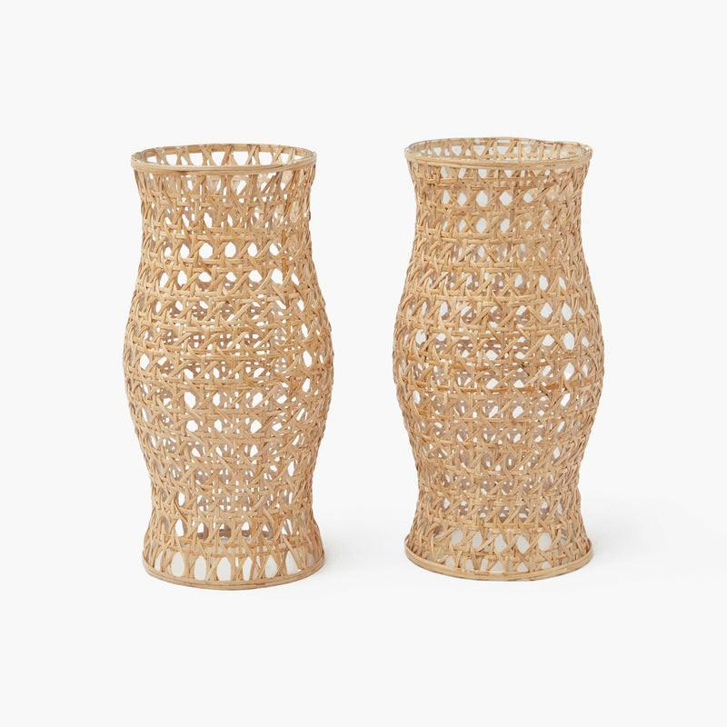 Rattan Hurricane Lantern (Pair) Home Decor