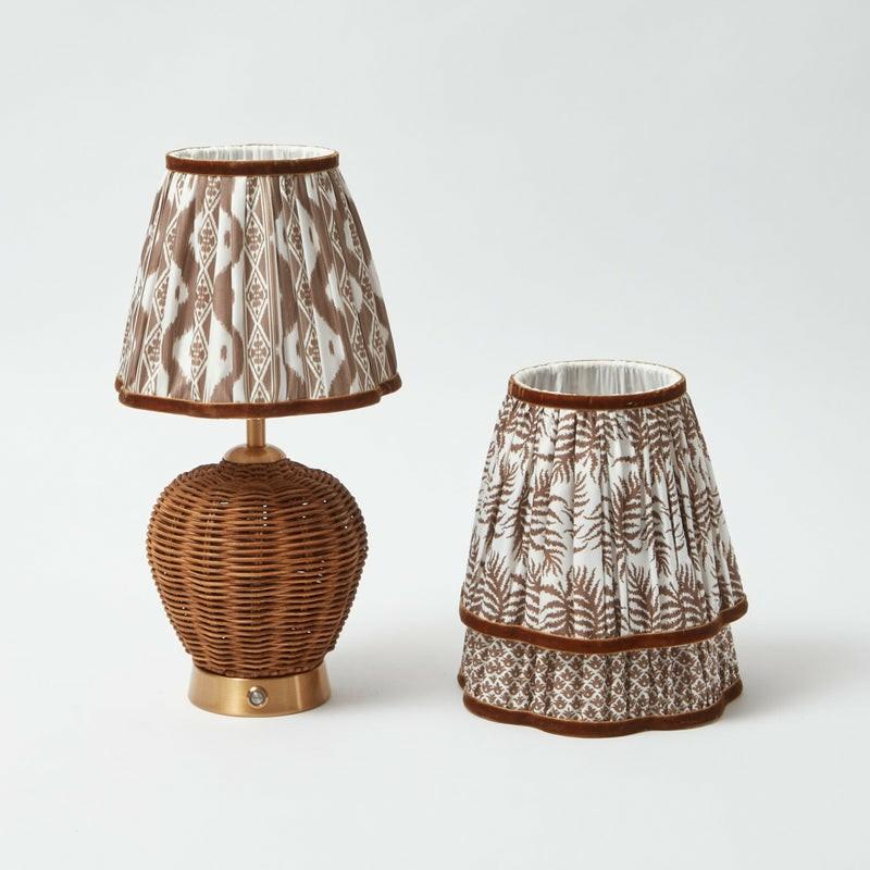 Rattan Ursula Rechargeable Lamp With Chocolate Lampshade (18Cm) Home Decor Chocolate Fern