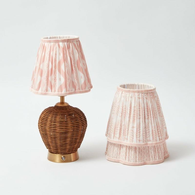 Rattan Ursula Rechargeable Lamp With Pink Lampshade (18Cm) Home Decor Pink Fern