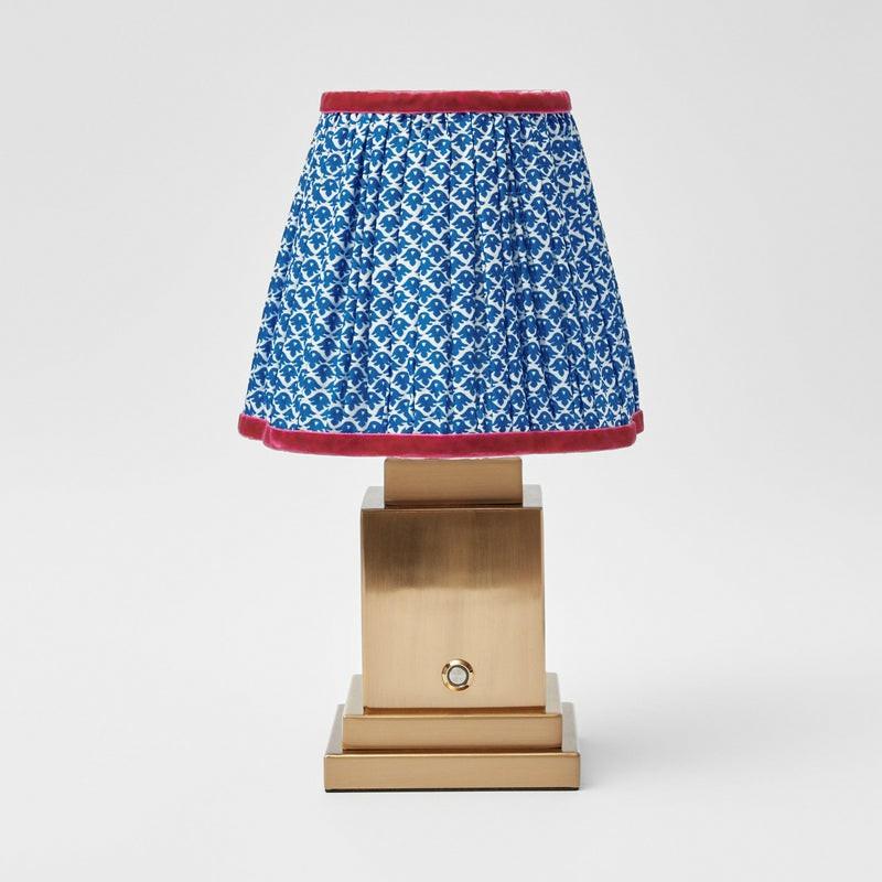 Rechargeable Lamp With Blue Lotus Flower Lampshade (18Cm) Lighting