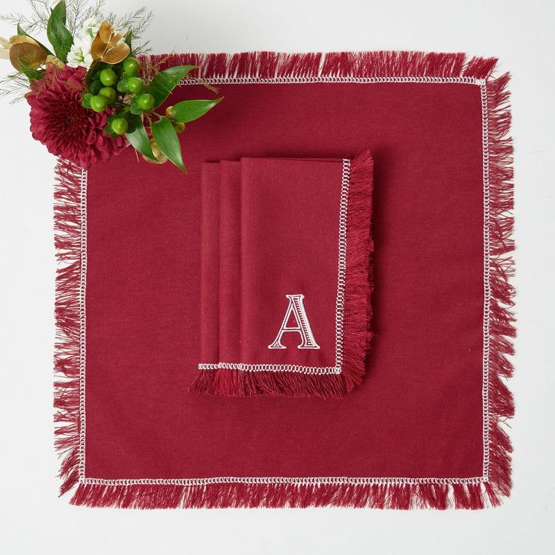 Red Berry Fringe Napkins (Set Of 4) Napkins