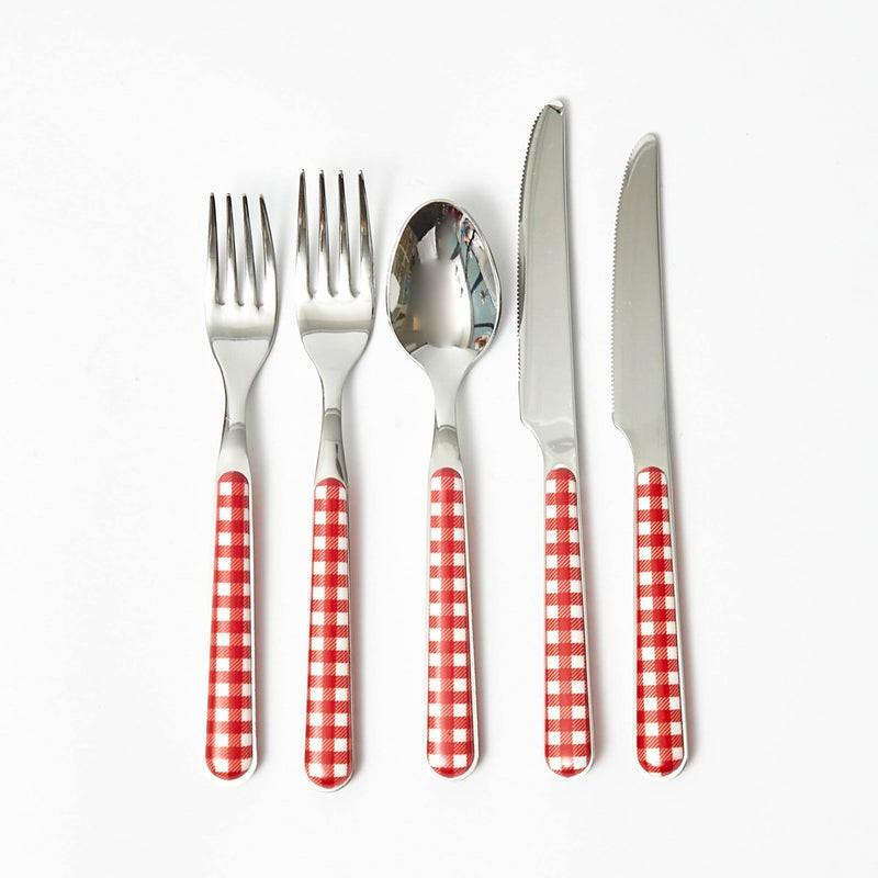 Red Gingham Cutlery (5 Piece) Cutlery