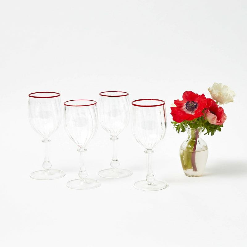 Red Rim Wine Glasses (Set Of 4) Glasses