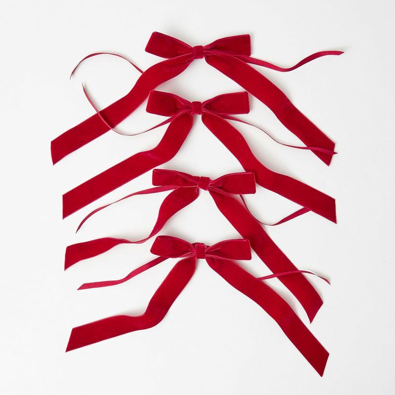 Ruby Red Velvet Bow (Set Of 4) – 20Cm Napkin Rings & Bows