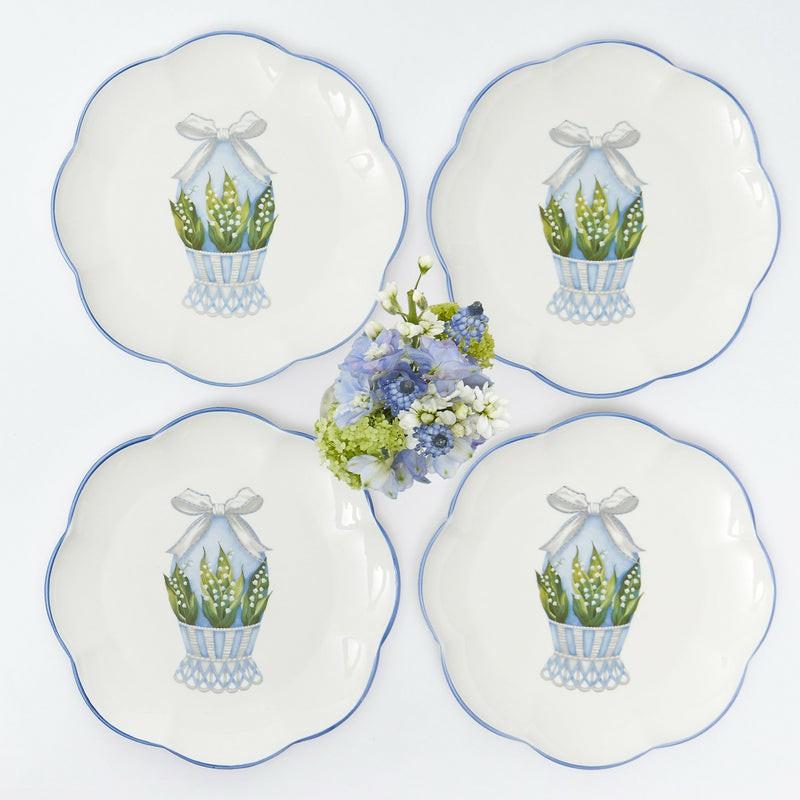 Scalloped Blue Easter Egg Dinner Plates (Set Of 4) Crockery