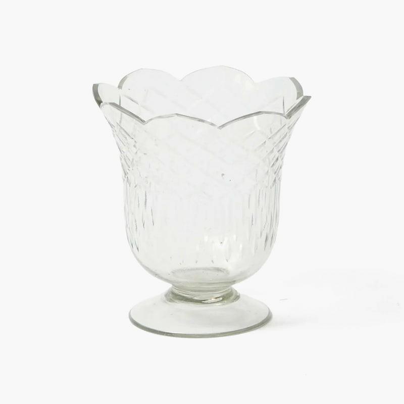 Scalloped Engraved Glass Vase Glassware