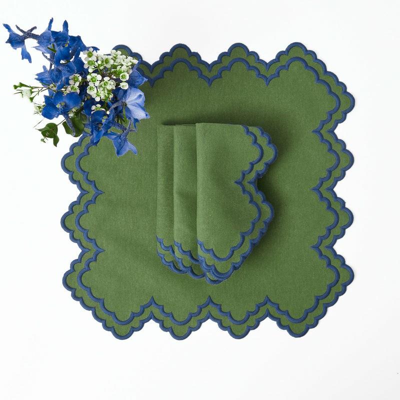 Scarlett Green & Blue Napkins (Set Of 4) Napkins