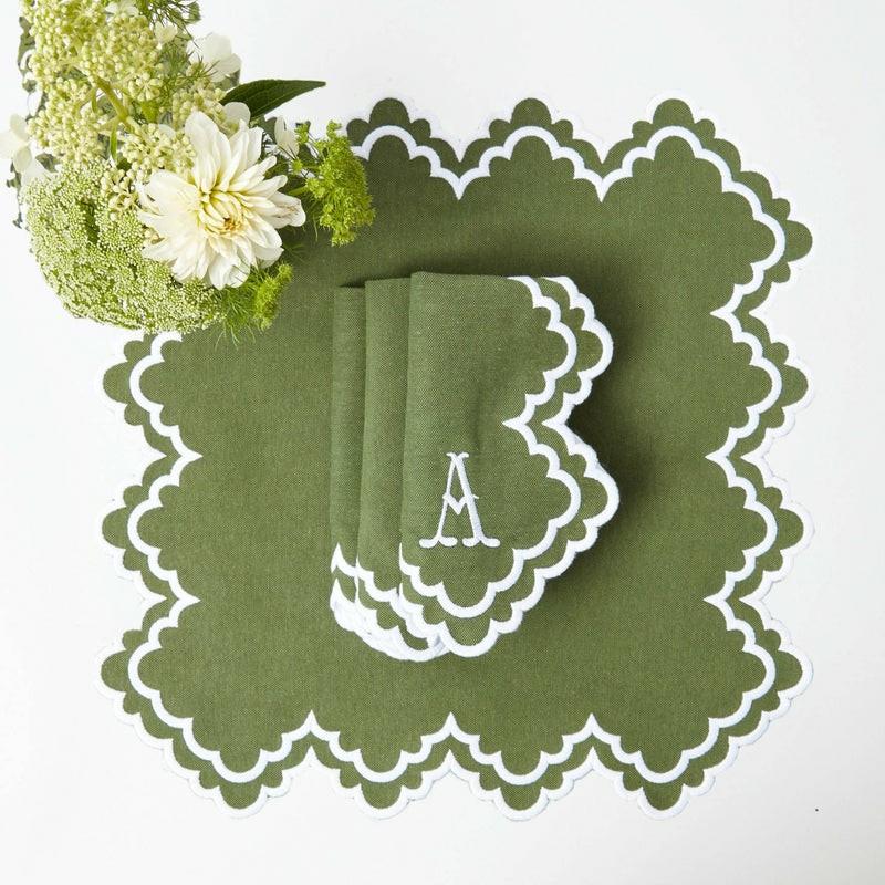 Scarlett Green & White Napkins (Set Of 4) Napkins