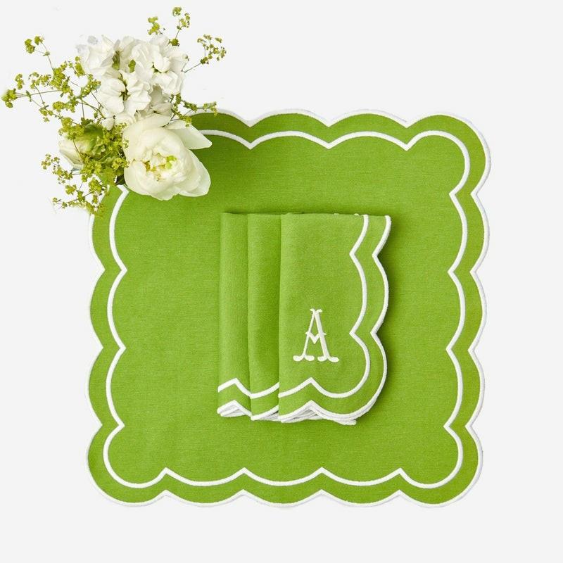 Serena Green Appliqué Napkins (Set Of 4) Table Linen