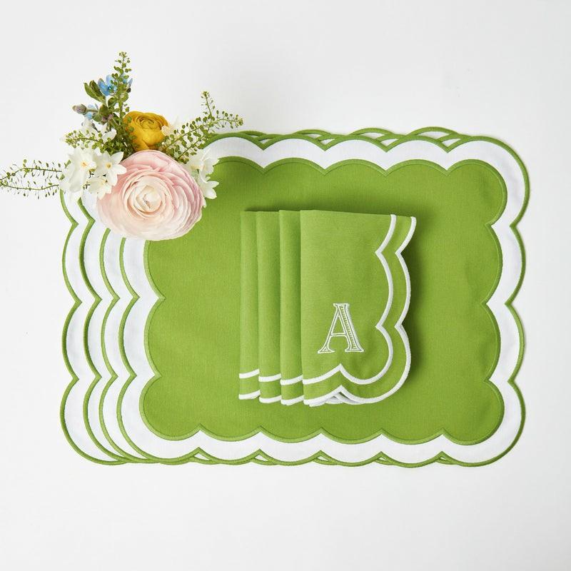 Serena Green Appliqué Placemats & Napkins (Set Of 4) Table Linen