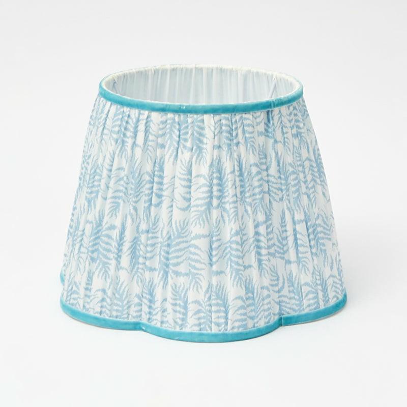 Sky Blue Fern Scalloped Lampshade (30Cm) Home Decor