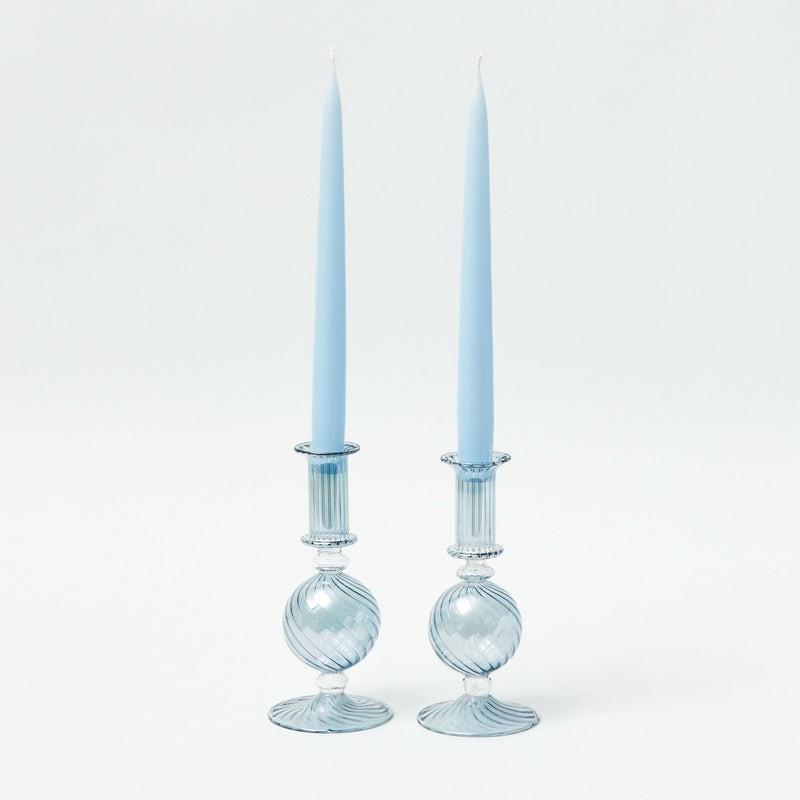 Small Camille Azure Candle Holders (Pair) Candle Holders