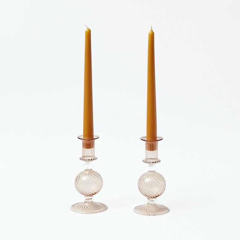 Small Camille Chestnut Candle Holder (Pair) Candle Holders