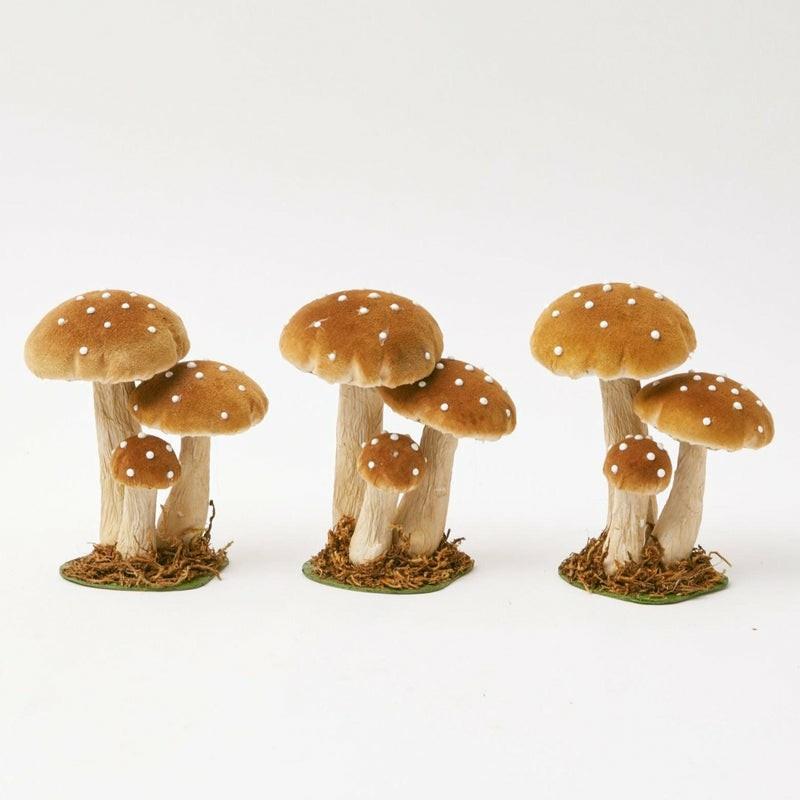 Small Caramel Velvet Mushroom (Set Of 3) Decorations