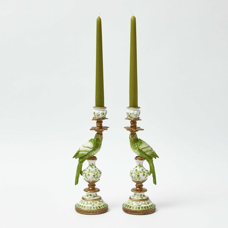 Small Green Parrot Candle Holders (Pair) Candle Holders