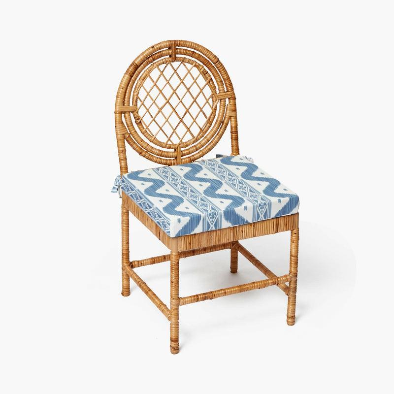 Small Vivienne Rattan Chair With Ikat Seat Pad Cushion Rattan