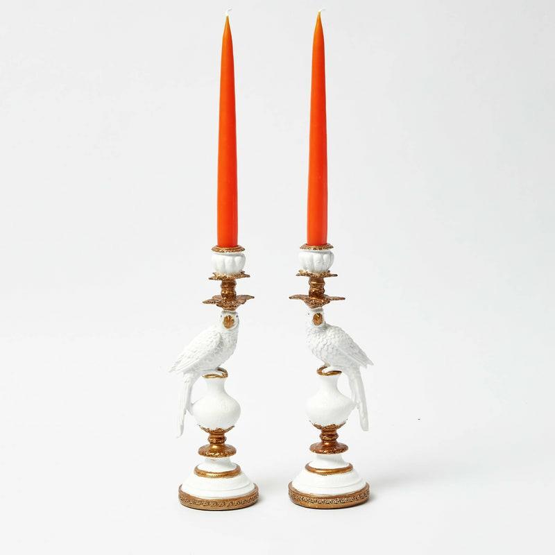 Small White Parrot Candle Holder (Pair) Candle Holders