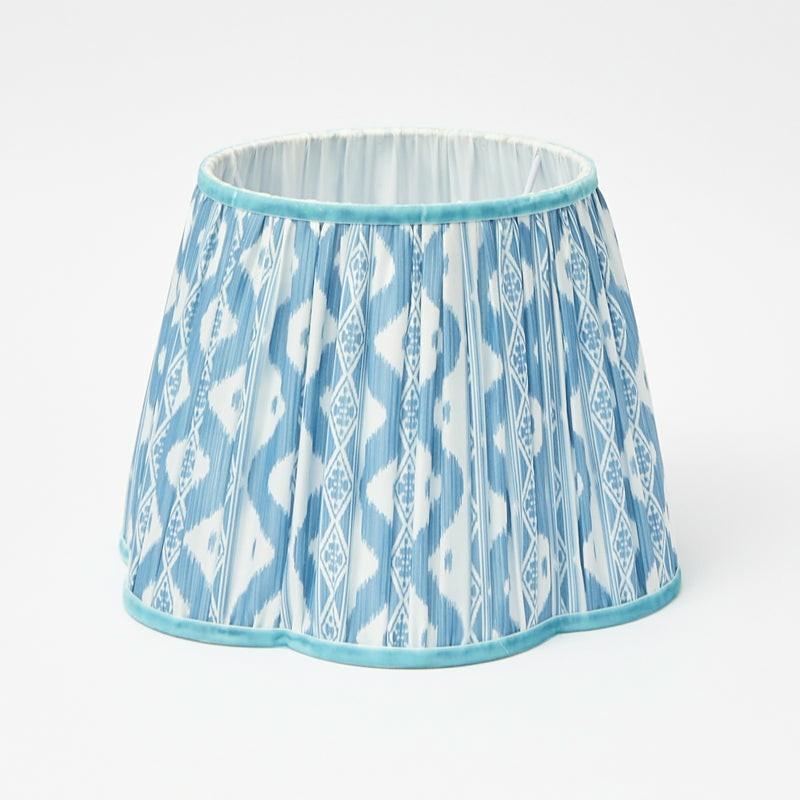 Soft Blue Ikat Scalloped Lampshade (30Cm) Lampshades