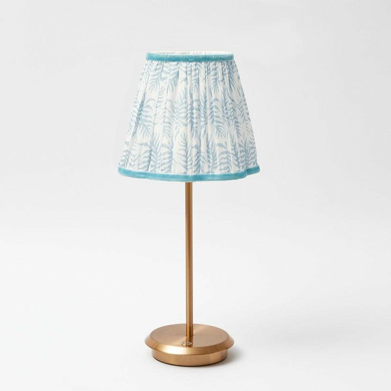 Tall Rechargeable Lamp With Blue Fern Lampshade Lighting