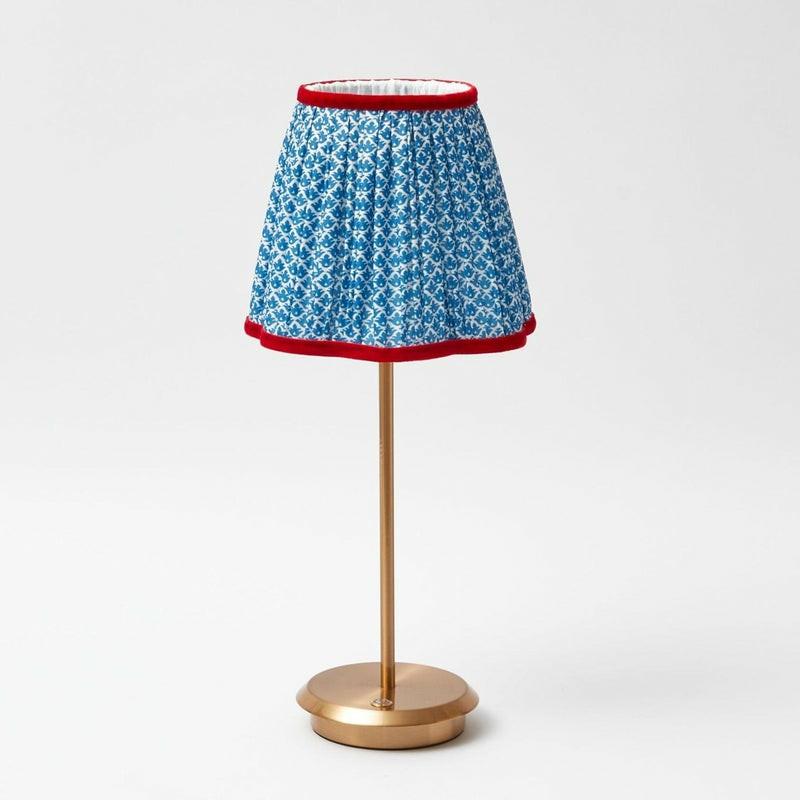 Tall Rechargeable Lamp With Blue Lotus Flower Lampshade Home Decor