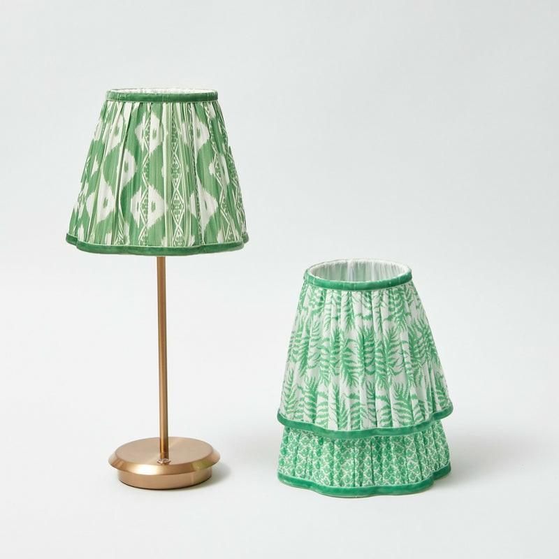 Tall Rechargeable Table Lamp With Green Lampshade (18Cm) Home Decor Green Fern