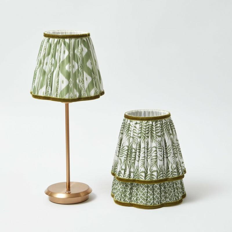 Tall Rechargeable Table Lamp With Olive Lampshade (18Cm) Lighting Olive Fern