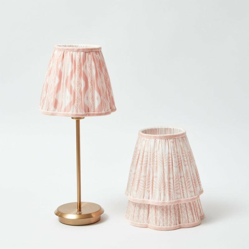 Tall Rechargeable Table Lamp With Pink Lampshade (18Cm) Home Decor Pink Fern