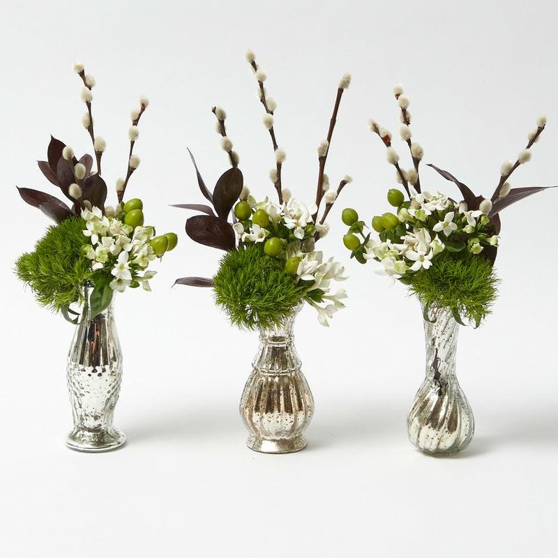 Trio Of Mercury Bud Vases Glassware