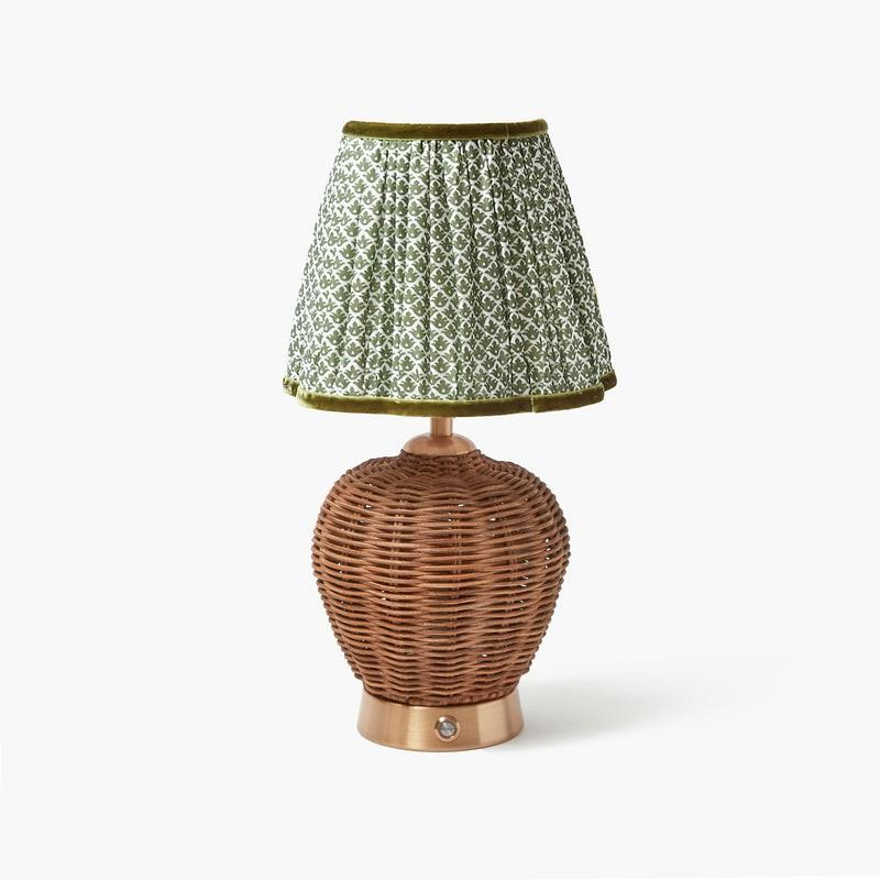 Ursula Rechargeable Lamp With Olive Lotus Lampshade Home Decor