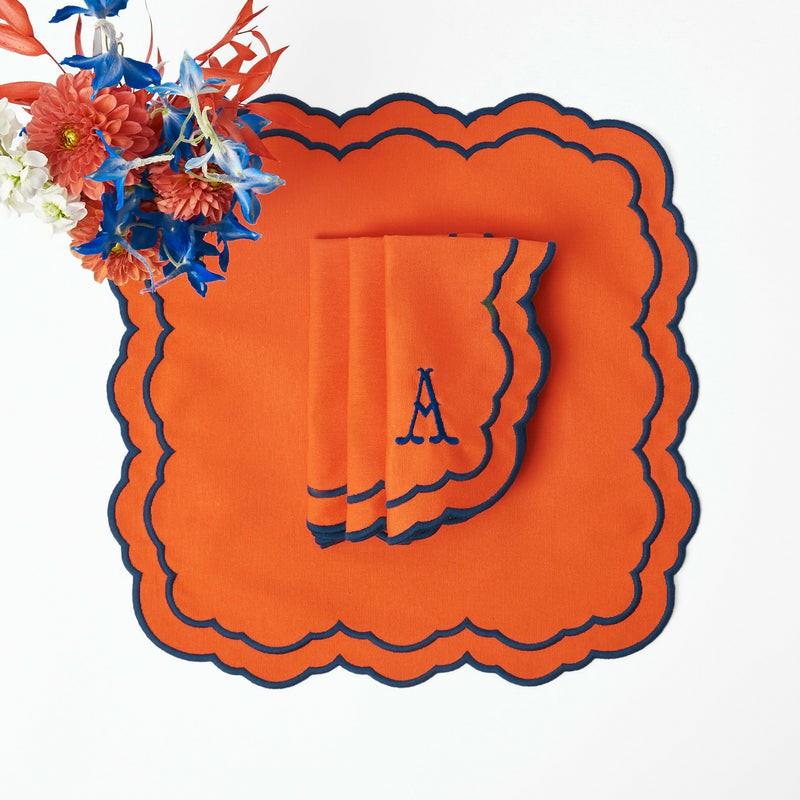 Valérie Orange & Navy Napkins (Set Of 4) Napkins