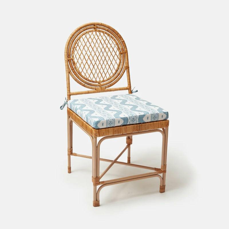 Vivienne Rattan Chair With Ikat Seat Pad Cushion Furniture