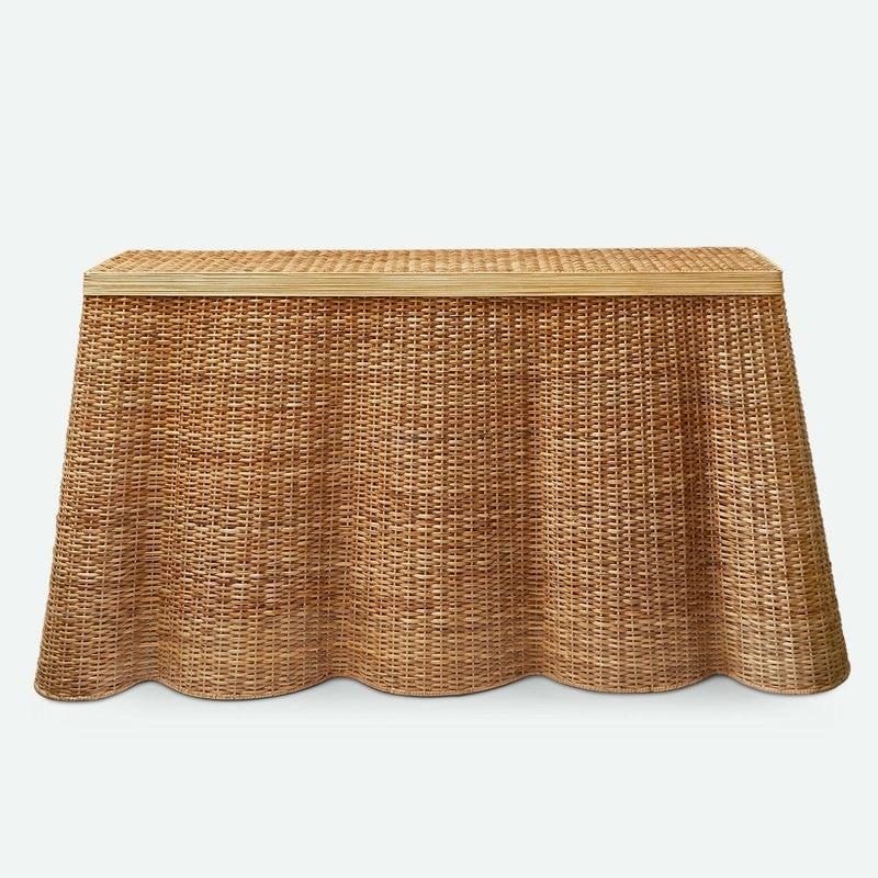 Vivienne Rattan Scalloped Console Table Rattan