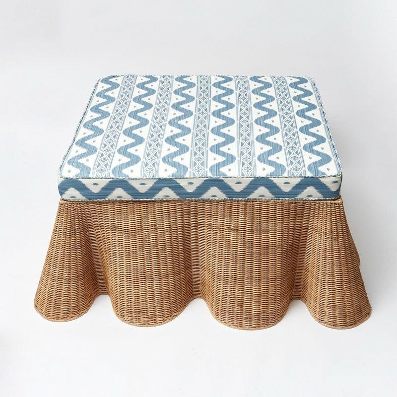 Vivienne Rattan Scalloped Ottoman Rattan