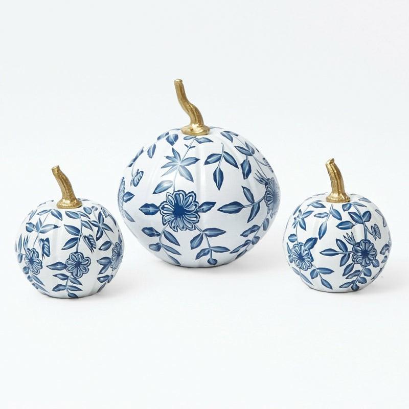 White Chinoiserie Tole Pumpkin Family Autumn Decorations