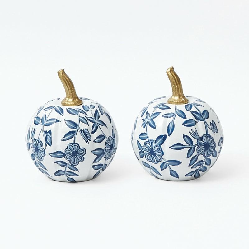 White Chinoiserie Tole Pumpkin (Pair) Autumn Decorations