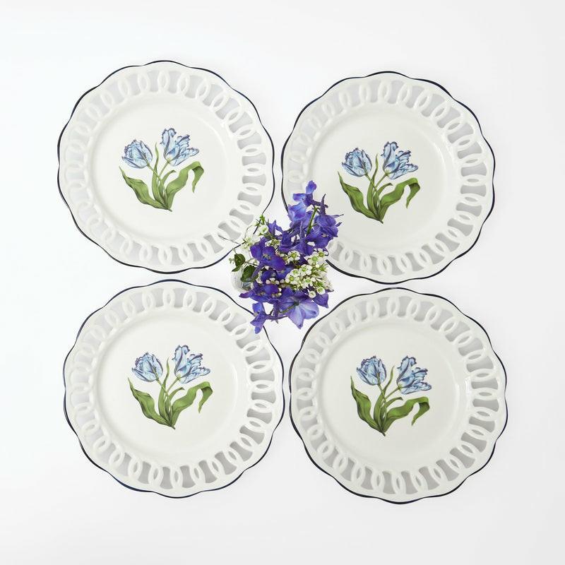 White Lace Botanical Dinner Plates (Set Of 4) Crockery