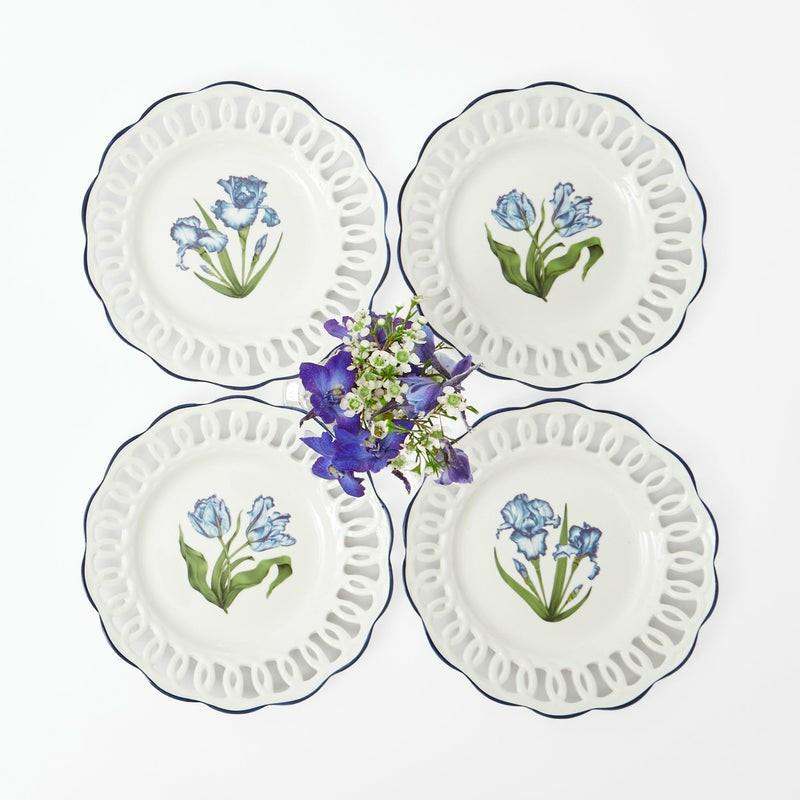 White Lace Botanical Starter Plates (Set Of 4) Crockery