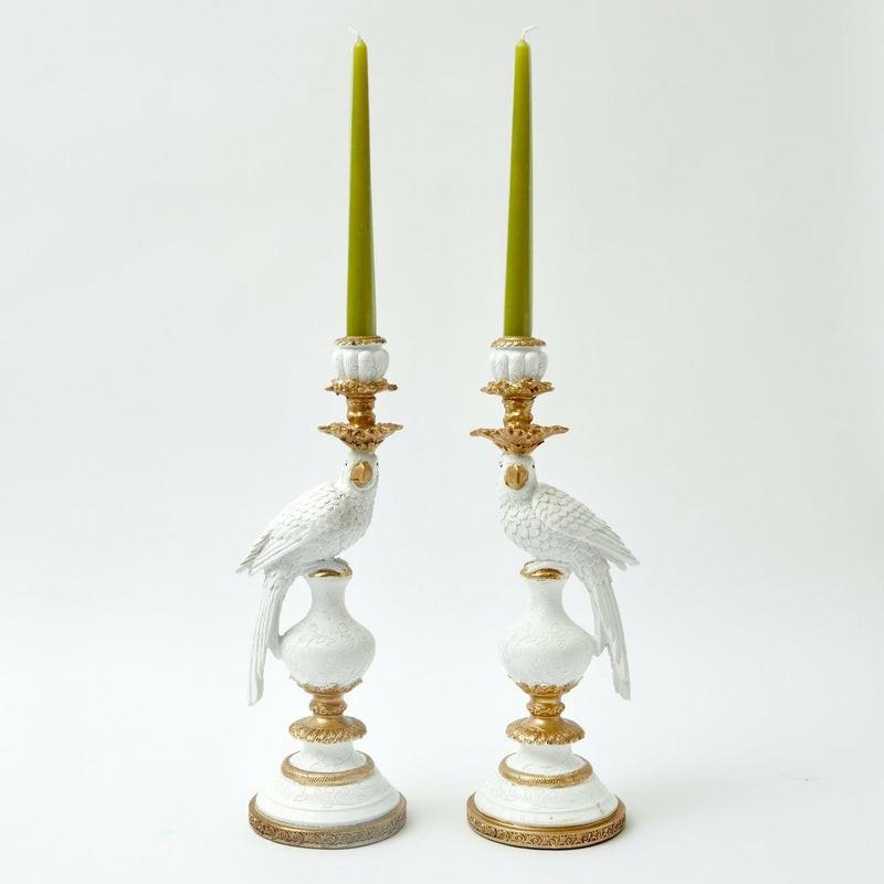 White Parrot Candle Holder (Pair) Autumn Decorations