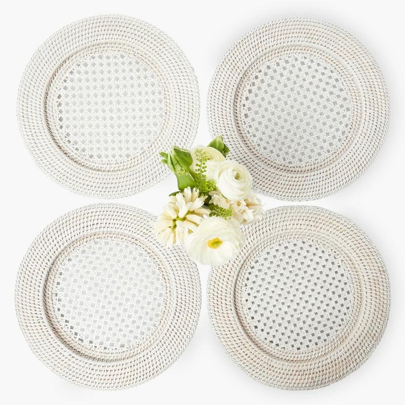 White Rattan Charger Plates (Set Of 4) Placemats