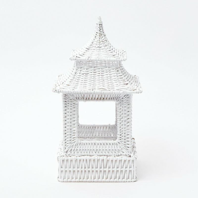 White Rattan Pagoda Lantern Home Decor